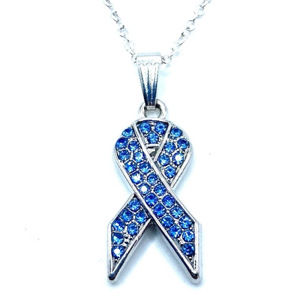 Light Blue Ribbon Awareness Necklace Childhood Cancer Prostate Cancer